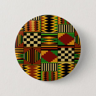 African Royal Kente Cloth Design 6 Cm Round Badge