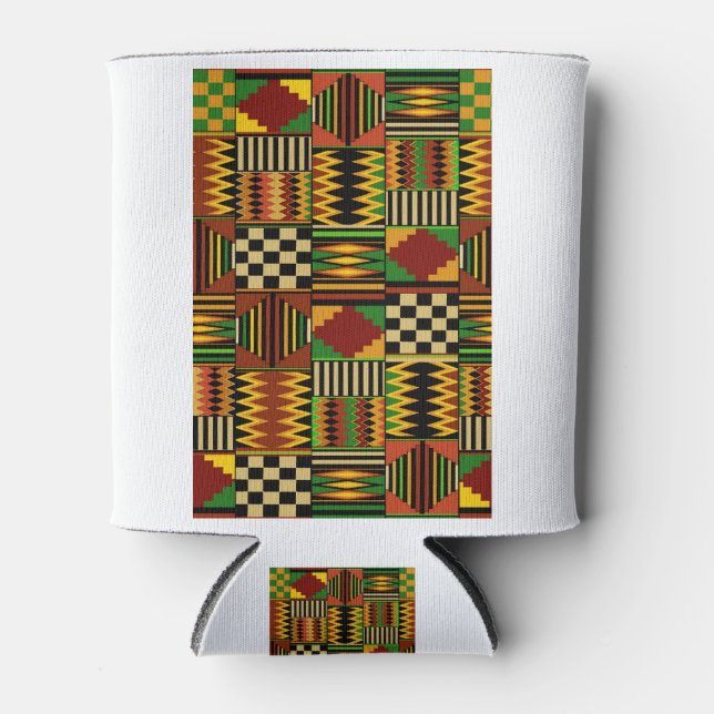 African Royal Kente Cloth Design Can Cooler (Front)