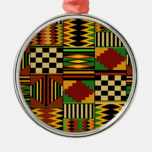 African Royal Kente Cloth Design Metal Tree Decoration