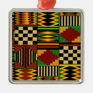 African Royal Kente Cloth Design Metal Tree Decoration