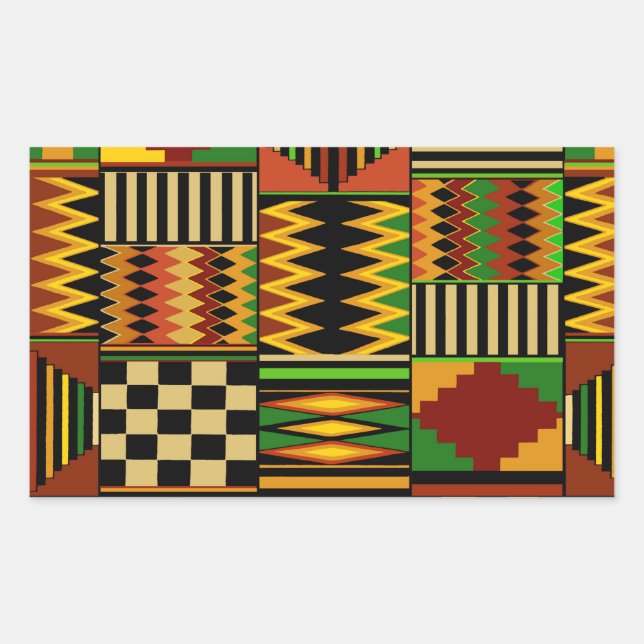 African Royal Kente Cloth Design Rectangular Sticker (Front)