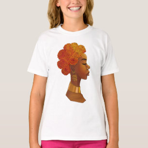 African Royalty Flower Hair Girl T-Shirt