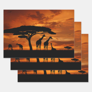 African Safari at Sunset Wrapping Paper Sheet