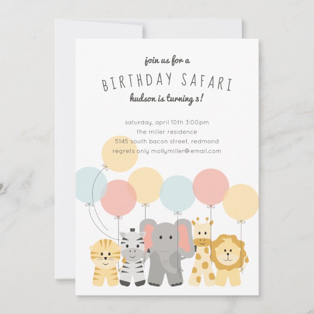 African Safari Birthday Invitation (Front)