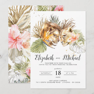 African Safari Boho Botanical Wedding Invitation