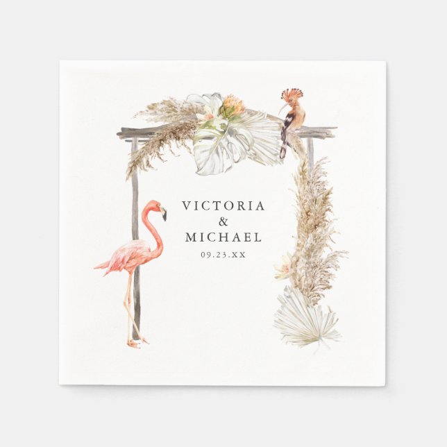 African Safari Boho Floral Monogram Napkin (Front)