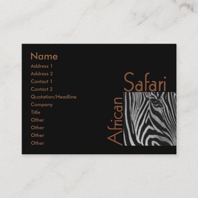 African Safari Business Card (Front)