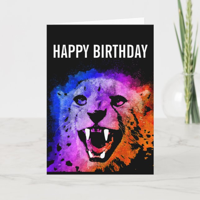African Safari Cheetah Birthday Card (Front)