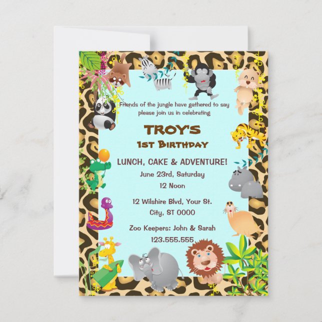 African Safari - First Birthday Party Invitation (Front)
