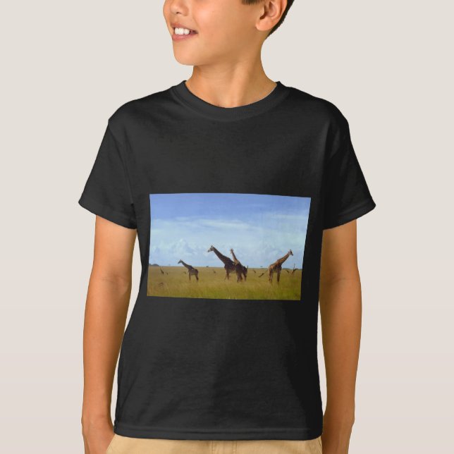 African Safari Giraffe Kenya Nairobi National Park T-Shirt (Front)