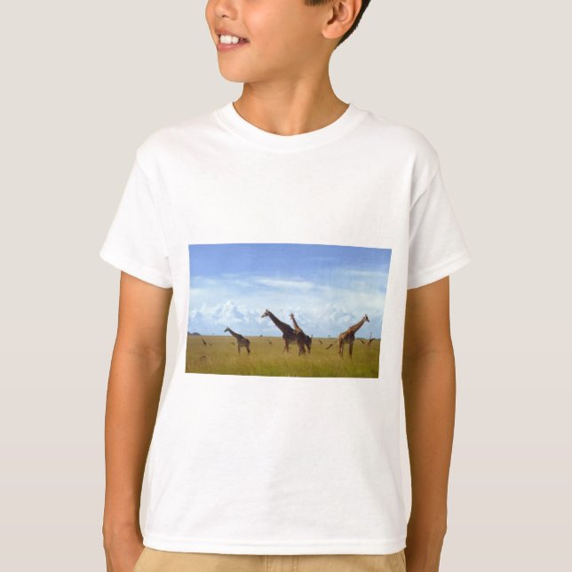 African Safari Giraffe Kenya Nairobi National Park T-Shirt (Front)