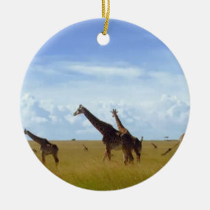 African Safari Giraffe: Kenya National Park   Ceramic Tree Decoration