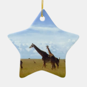 African Safari Giraffe: Kenya National Park   Ceramic Tree Decoration