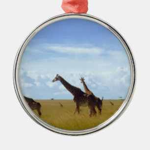 African Safari Giraffe: Kenya National Park   Metal Tree Decoration