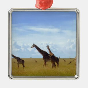 African Safari Giraffe: Kenya National Park Metal Tree Decoration