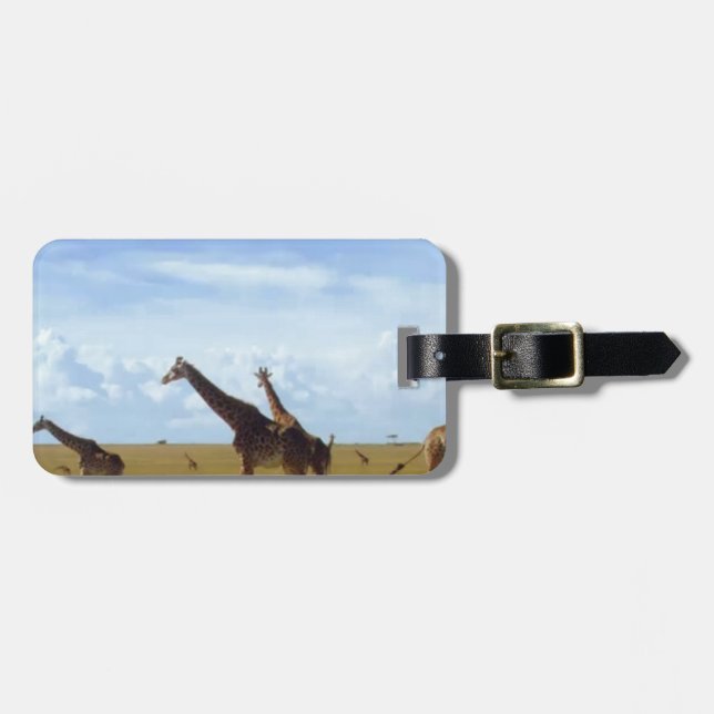 African Safari Giraffes Luggage Tag (Front Horizontal)