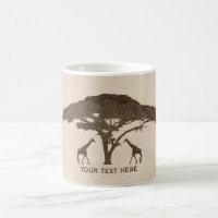 African Safari Giraffes & Tree Jungle Zoo Vintage