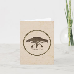 African Safari Giraffes & Tree Wedding Thank You
