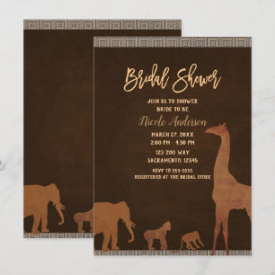 African Safari Jungle Zoo Animals Bridal Shower Invitation