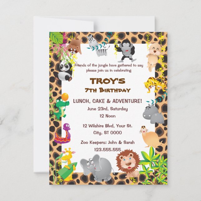 African Safari Kid's Birthday Party Invitation (Front)