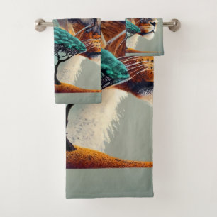African Safari Lion Head Bath Towel Set