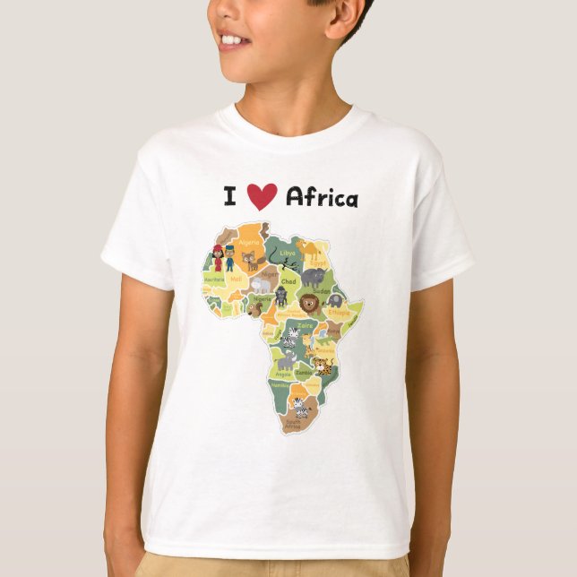 African Safari Map - I Heart Africa - Shirt (Front)