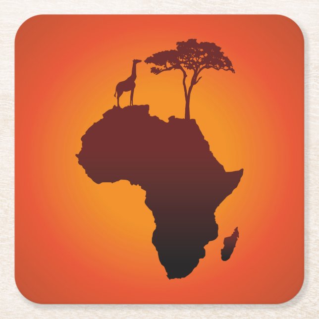 African Safari Map - Paper Coaster (Front)