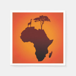 African Safari Map - Paper Napkin