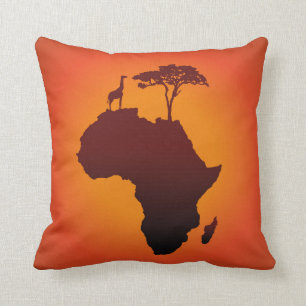 African Safari Map - Pillow