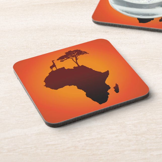 African Safari Map - Plastic Cork Coaster (Left Side)