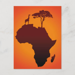 African Safari Map - Postcard