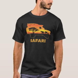 African Safari Park Vehicle Elephant Family Vintag T-Shirt