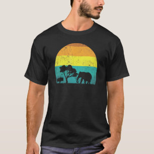 African Safari Retro Vintage Sunset Elephant And R T-Shirt