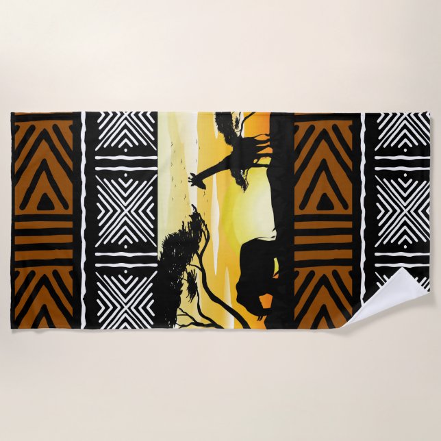 African Safari Scene Beach Towel (Front)