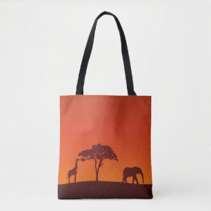 African Safari Silhouette All-Over-Print Tote Bag