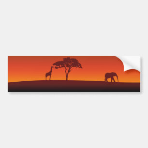 African Safari Silhouette - Bumper Sticker