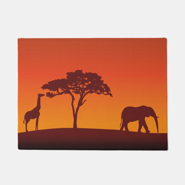 African Safari Silhouette - Door Mat (Front)