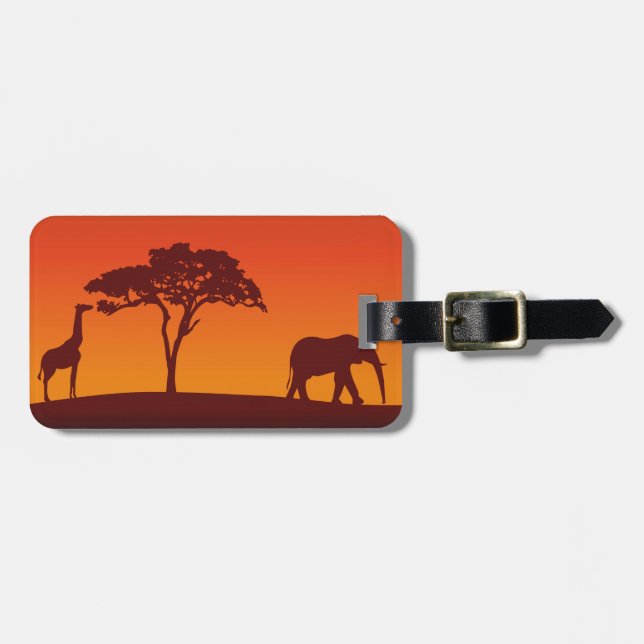 African Safari Silhouette - Luggage Tag (Front Horizontal)
