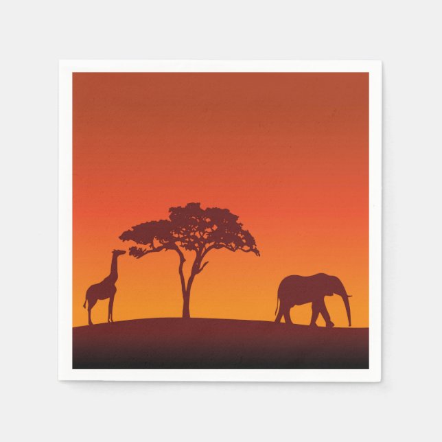 African Safari Silhouette - Paper Napkin (Front)