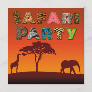 African Safari Silhouette Party - Invitation