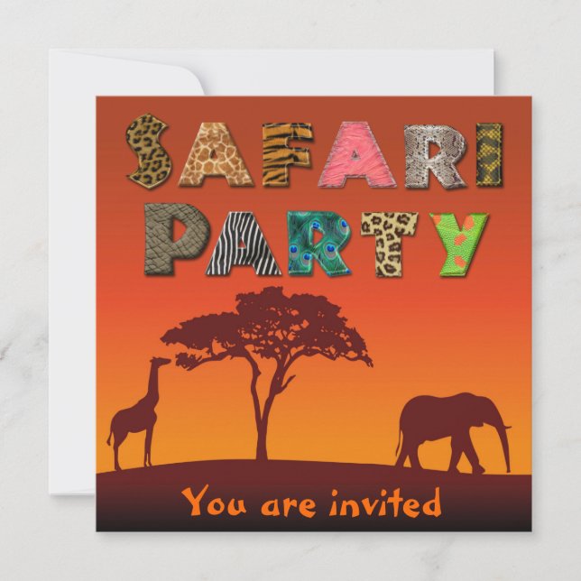 African Safari Silhouette Party - Invitation (Front)