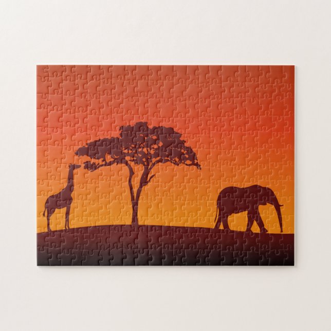 African Safari Silhouette - Puzzle (Horizontal)