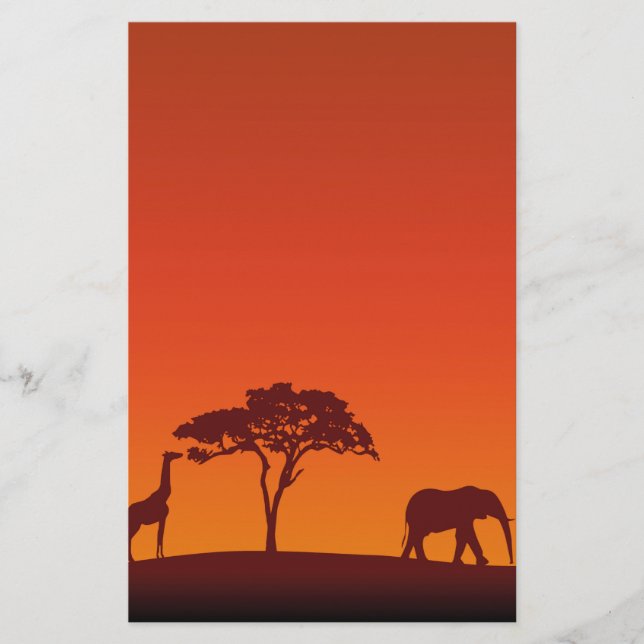 African Safari Silhouette - Stationery Letterhead (Front)