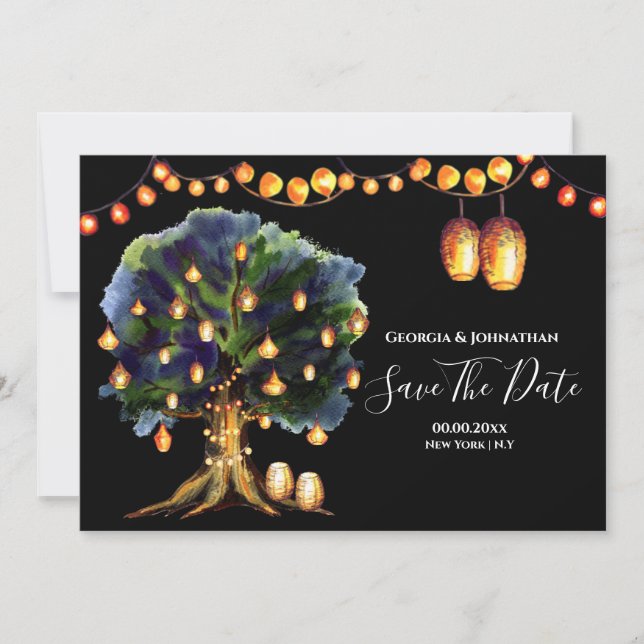 African safari string lights country save the date (Front)