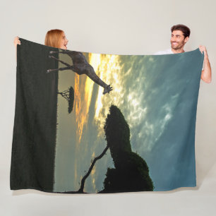 African Safari Sunset Animal Fleece Blanket