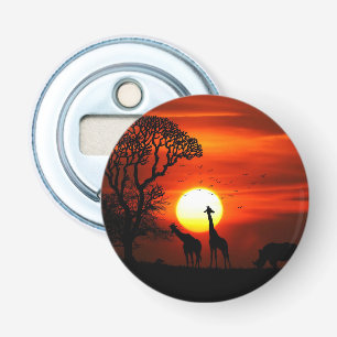 African Safari Sunset Animal Silhouettes Bottle Opener