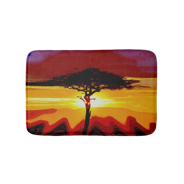 African Safari Sunset  Bath Mat (Front)