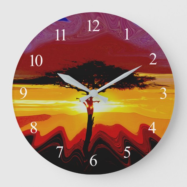 African Safari Sunset  Large Clock (Front)