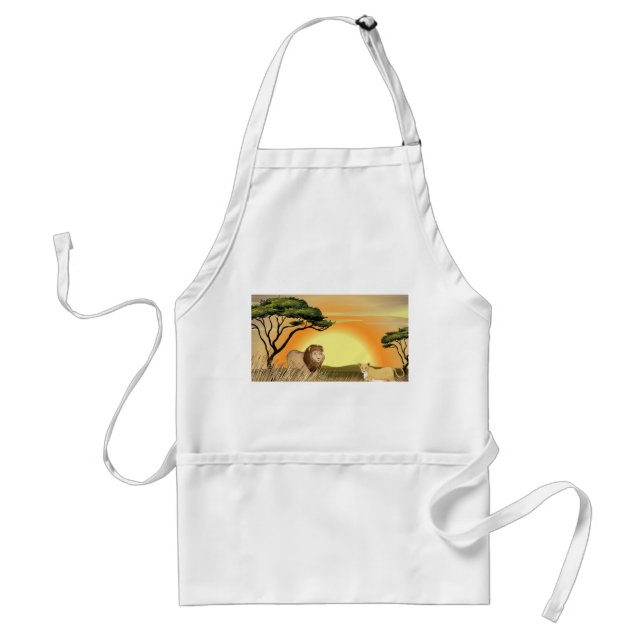 African Safari Sunset Lion and Lioness Standard Apron (Front)