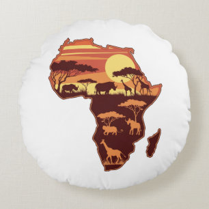 African Safari Sunset Round Cushion